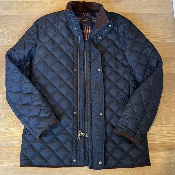 Brooks Brothers Diamond Quilted Lined Insulated Barn Jacket Navy Mens Medium - Picture 1 of 10